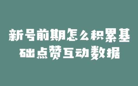 新号前期怎么积累基础点赞互动数据