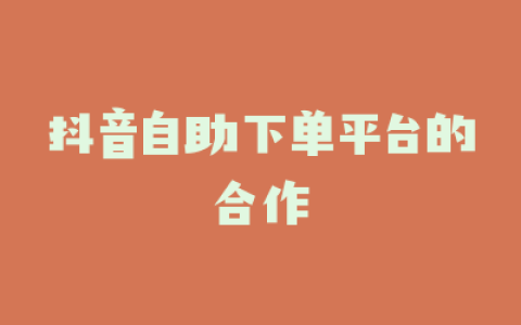 抖音自助下单平台的合作