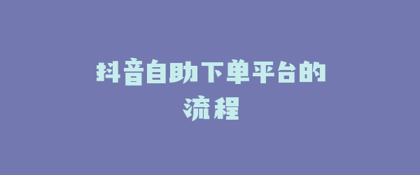 抖音自助下单平台的流程