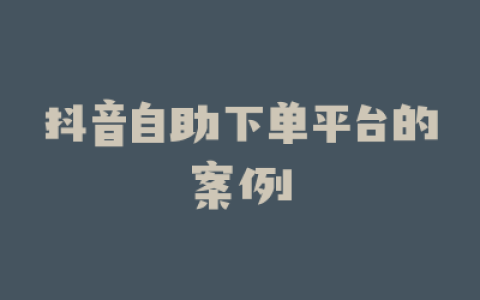抖音自助下单平台的案例