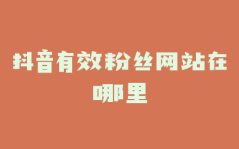 抖音有效粉丝网站在哪里