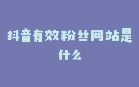 抖音有效粉丝网站是什么