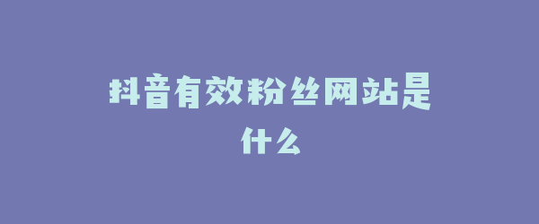 抖音有效粉丝网站是什么