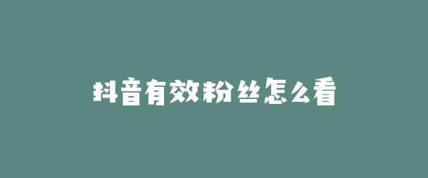 抖音有效粉丝怎么看