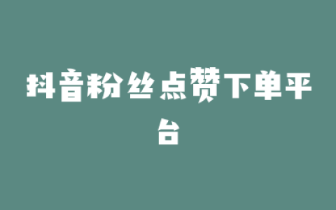 抖音粉丝点赞下单平台