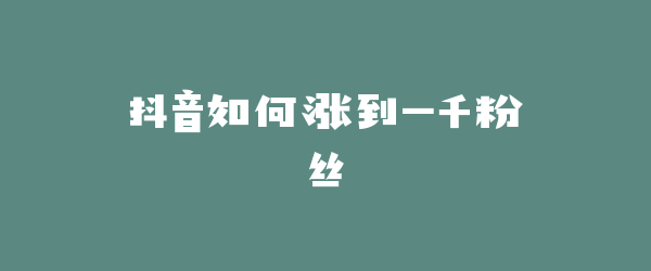 抖音如何涨到一千粉丝