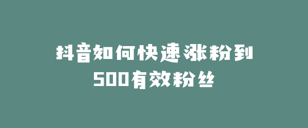 抖音如何快速涨粉到500有效粉丝