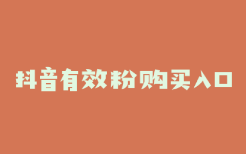 抖音有效粉购买入口
