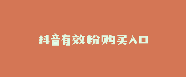 抖音有效粉购买入口