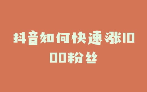 抖音如何快速涨1000粉丝