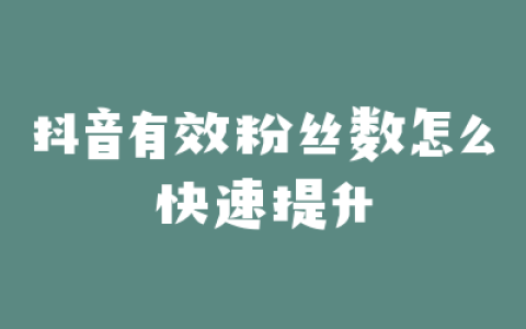 抖音有效粉丝数怎么快速提升