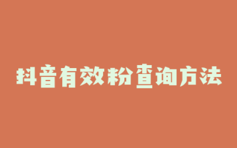 抖音有效粉查询方法