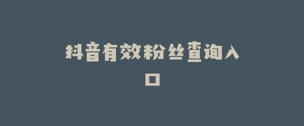 抖音有效粉丝查询入口