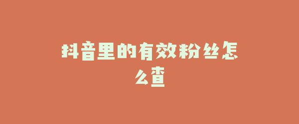 抖音里的有效粉丝怎么查