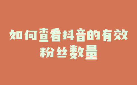 如何查看抖音的有效粉丝数量