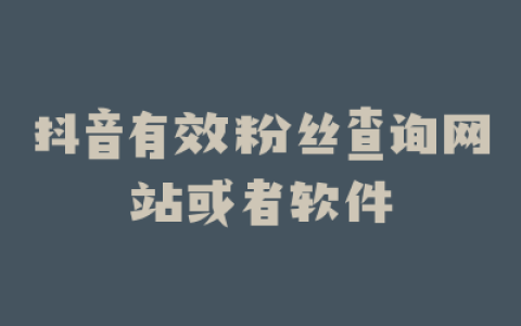 抖音有效粉丝查询网站或者软件