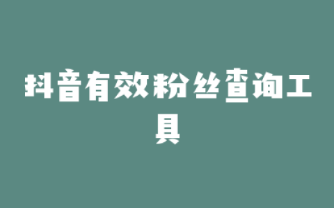抖音有效粉丝查询工具