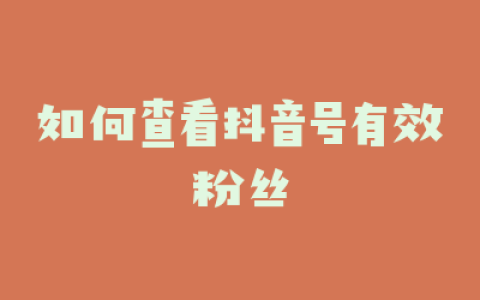 如何查看抖音号有效粉丝