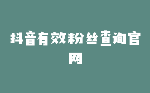 抖音有效粉丝查询官网