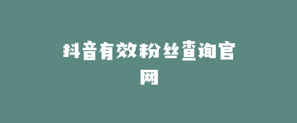 抖音有效粉丝查询官网