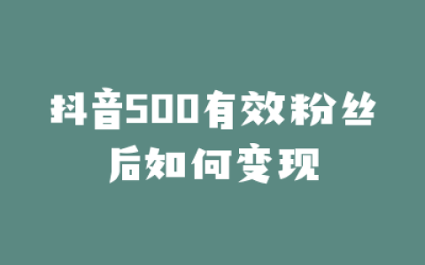 抖音500有效粉丝后如何变现