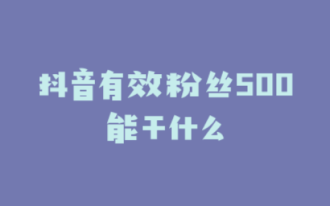 抖音有效粉丝500能干什么