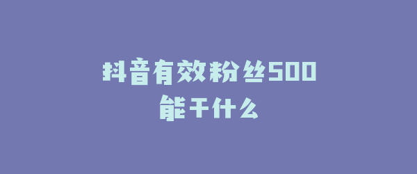 抖音有效粉丝500能干什么