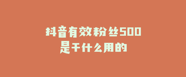 抖音有效粉丝500是干什么用的