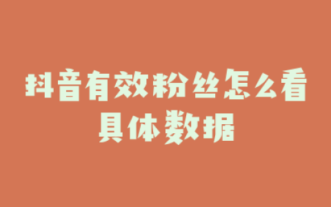 抖音有效粉丝怎么看具体数据