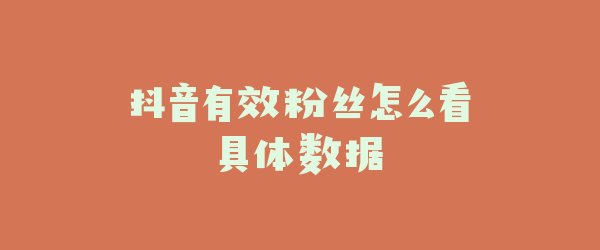 抖音有效粉丝怎么看具体数据