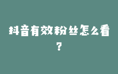 抖音有效粉丝怎么看?