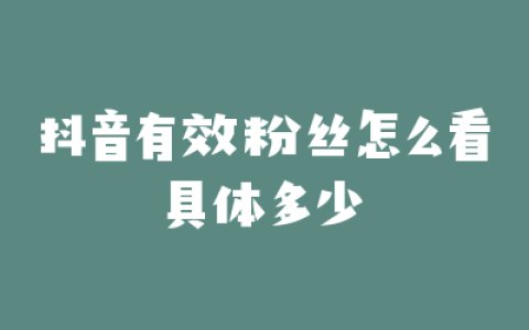 抖音有效粉丝怎么看具体多少