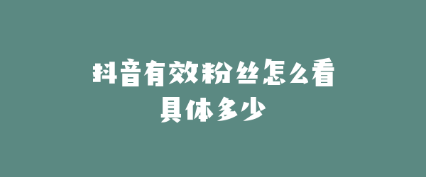 抖音有效粉丝怎么看具体多少