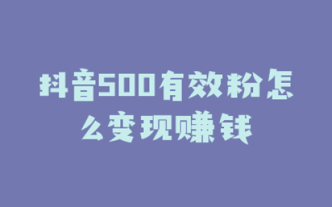 抖音500有效粉怎么变现赚钱