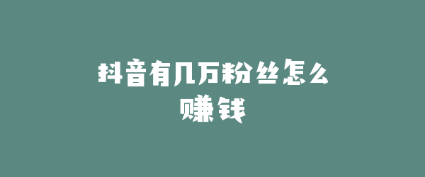 抖音有几万粉丝怎么赚钱