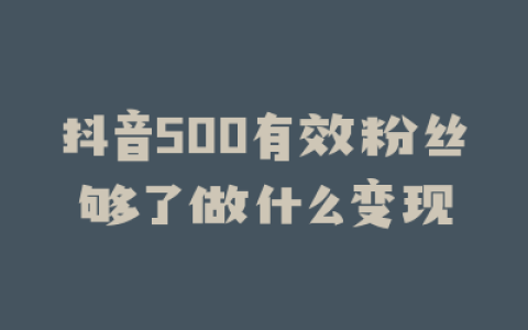抖音500有效粉丝够了做什么变现