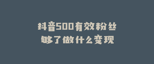 抖音500有效粉丝够了做什么变现