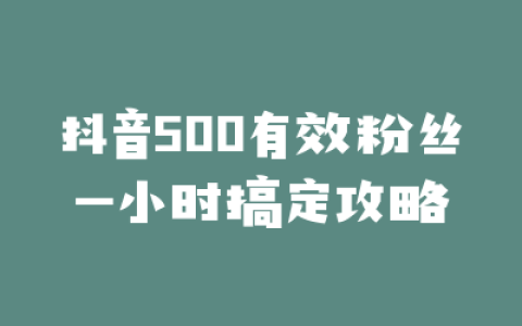 抖音500有效粉丝一小时搞定攻略