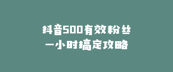 抖音500有效粉丝一小时搞定攻略
