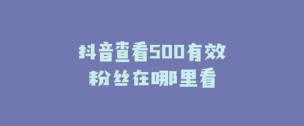 抖音查看500有效粉丝在哪里看