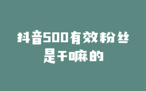 抖音500有效粉丝是干嘛的