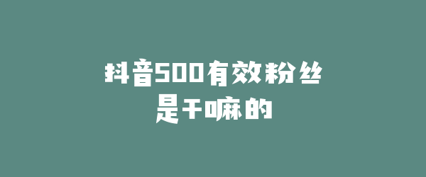 抖音500有效粉丝是干嘛的