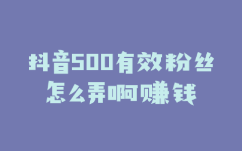 抖音500有效粉丝怎么弄啊赚钱