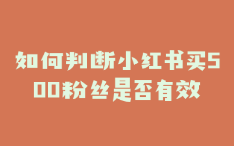 如何判断小红书买500粉丝是否有效