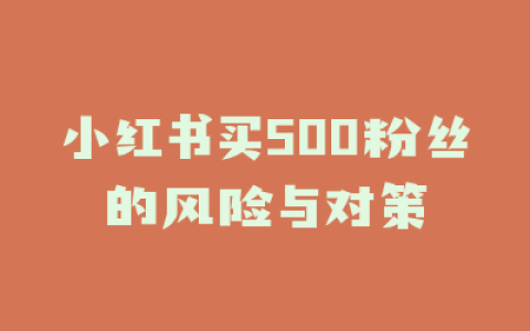 小红书买500粉丝的风险与对策