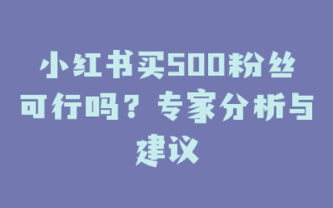 小红书买500粉丝可行吗？专家分析与建议