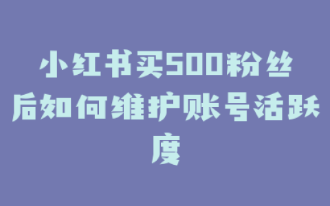 小红书买500粉丝后如何维护账号活跃度