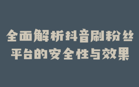 全面解析抖音刷粉丝平台的安全性与效果