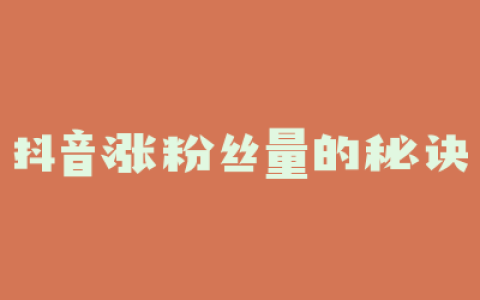 抖音涨粉丝量的秘诀