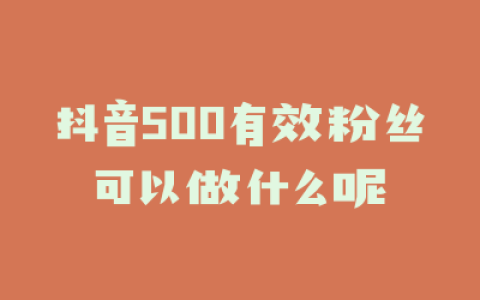 抖音500有效粉丝可以做什么呢